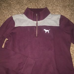 Maroon & Grey Quarter Zip PINK